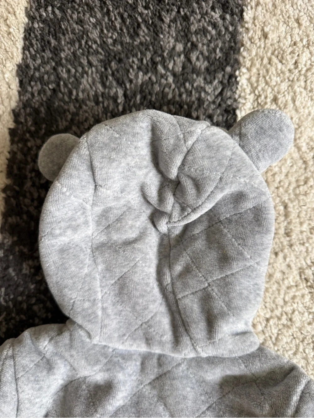 babyGap - Baby Quilted Hooded One-Piece Velour Snowsuit - Gray 6-12 months